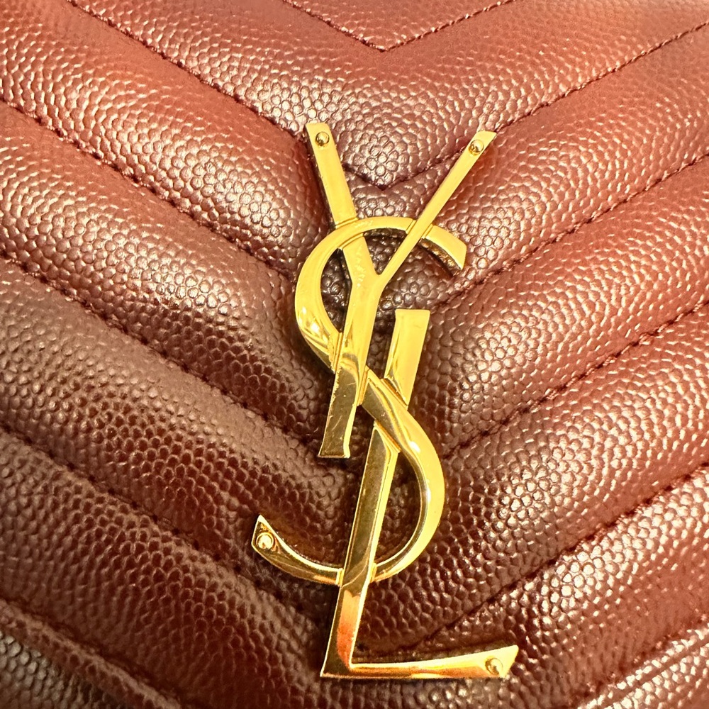 YSL AUTHENTIC medium sized gorgeous maroon color wallet on chain - Picture 9 of 12